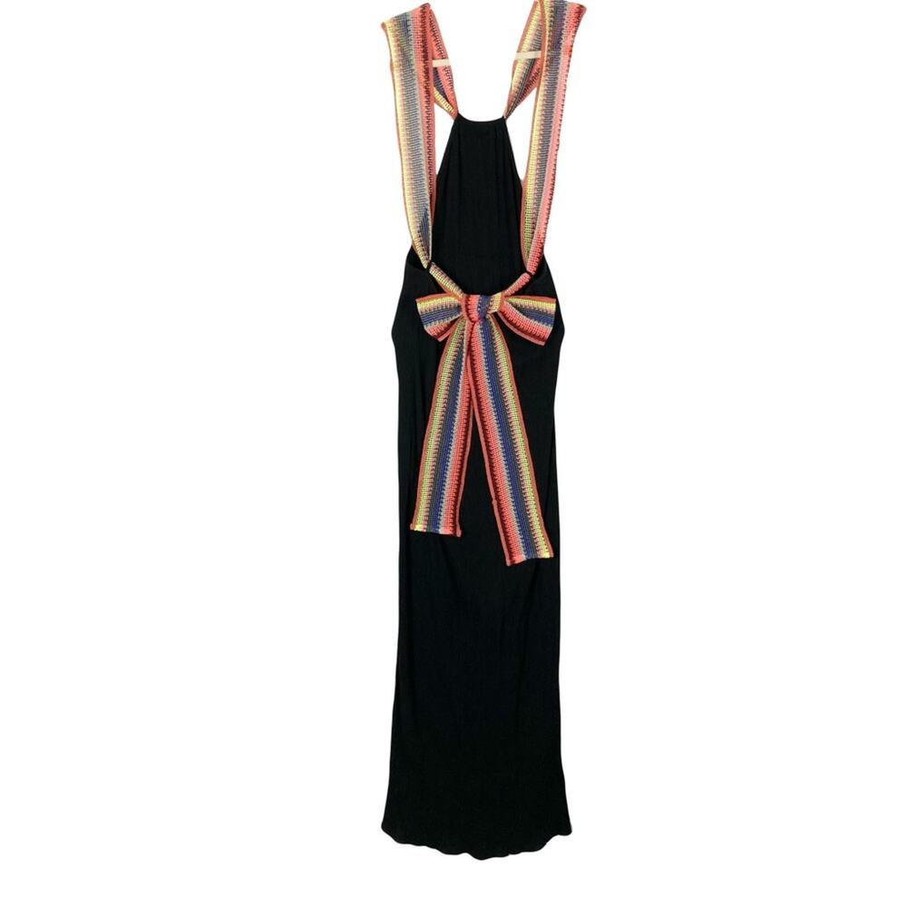 New PITUSA Dress Petite Crinkle Rainbow Straps Tie-Bow-Back Stretchy Midi Cotton
